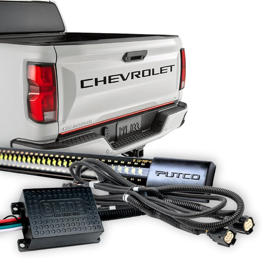 Putco 48" Blade LED Tailgate Light Bar Red/Amber/White LEDs & Plug-N-Play Quick Connect Harness - Fits Chevy Colorado 2023-2026