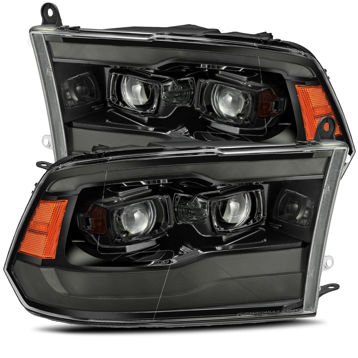 AlphaRex USA 0918 Ram 1500HD/1018 Ram 2500/3500HD Luxx Series LED Projector Headlights Plank Style Jet Blk Lens - 880540