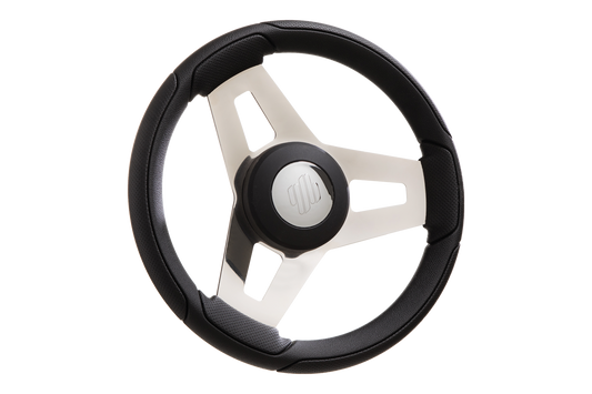 Uflex MONTECRISTO B/B/CH Montecristo Steering Wheel - Black Poly Grip with Black Spokes, 13.8" (350mm)